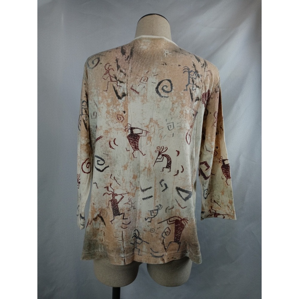 Women's Kokopelli‎ Design Cactus Bay Large V-Neck 3/4 Sleeve Shirt –Southwestern - Picture 3 of 8